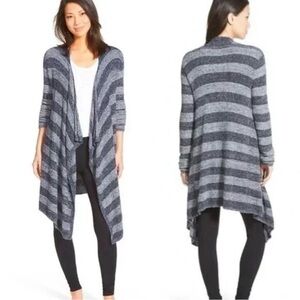 Barefoot Dreams‎ CozyChic Lite Calypso Wrap Cardigan Grey Striped Size Large/XL